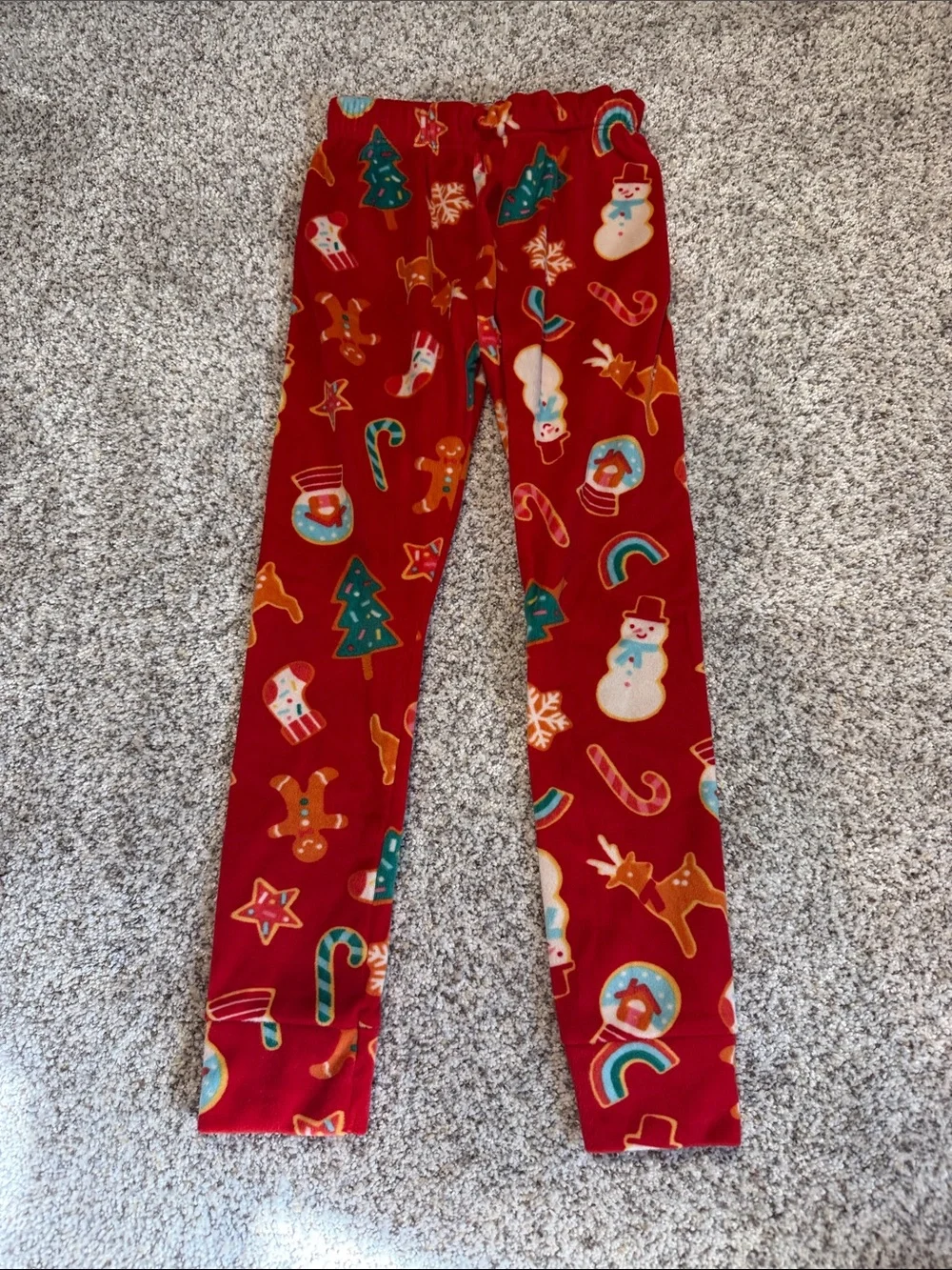 Cat & Jack Kids Red Christmas Pajama Set Gingerbread Snowman 5T